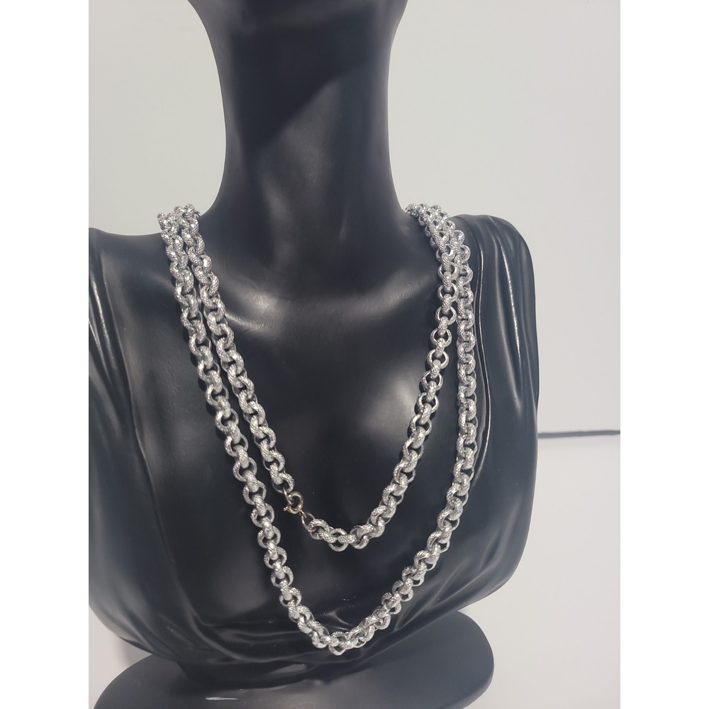Vintage Sarah Coventry Silver Tone Textured Curb Chain Necklace Signed